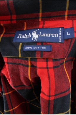 Chemise Ralph Lauren rouge et noir label