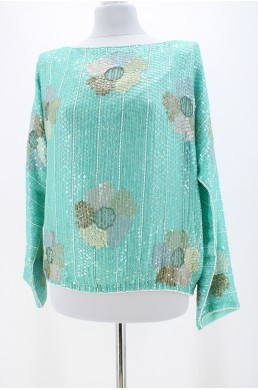 Top blouse Shomax sequin and silk beaded