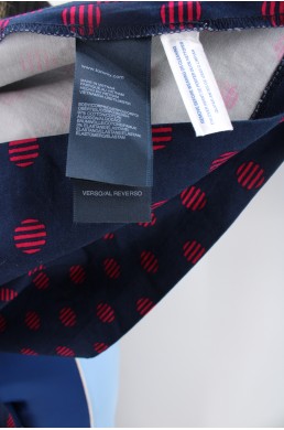 Robe Tommy Hilfiger bleu marine motif à pois rose magenta, Neuve avec étiquette label