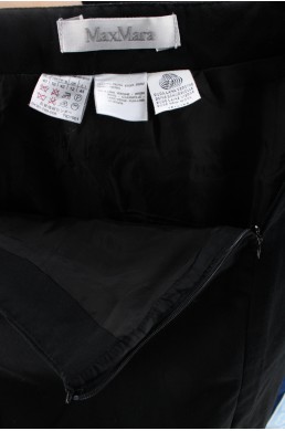 Jupe doublée Max Mara noire en laine vintage label