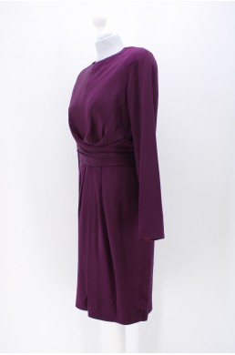 Robe doublée avec épaulettes Gillian violet en soie