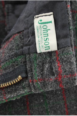 Pantalon Johnson Woolen Mills gris foncé avec rayures rouge et verte - Adirondack plaid vintage label