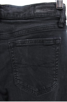 Pantalon jean denim Ralph Lauren noir effet délavé, lacage cuir