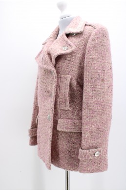 Manteau Coach Leatherware rose en laine