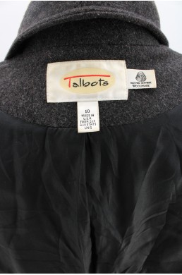 Manteau Talbots gris anthracite - 100 % pure laine vierge - Made in USA label