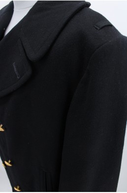 Manteau Overcoat US NAVY noir - Made in USA - 100 % laine - Vintage 1990