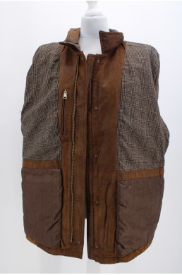 Blouson en cuir Johnston & Murphy marron - 100 % cuir véritable (Leather) doublure en laine