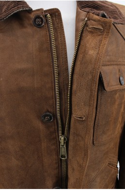 Blouson en cuir Johnston & Murphy marron - 100 % cuir véritable (Leather) zip