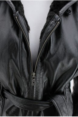 Manteau blouson en cuir Wilsons Leather noir zip